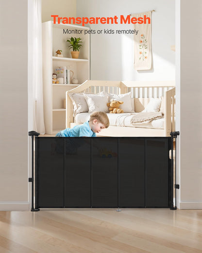 New VEVOR Retractable Baby Gate (55"W x 34"H, Black) - Kidsy