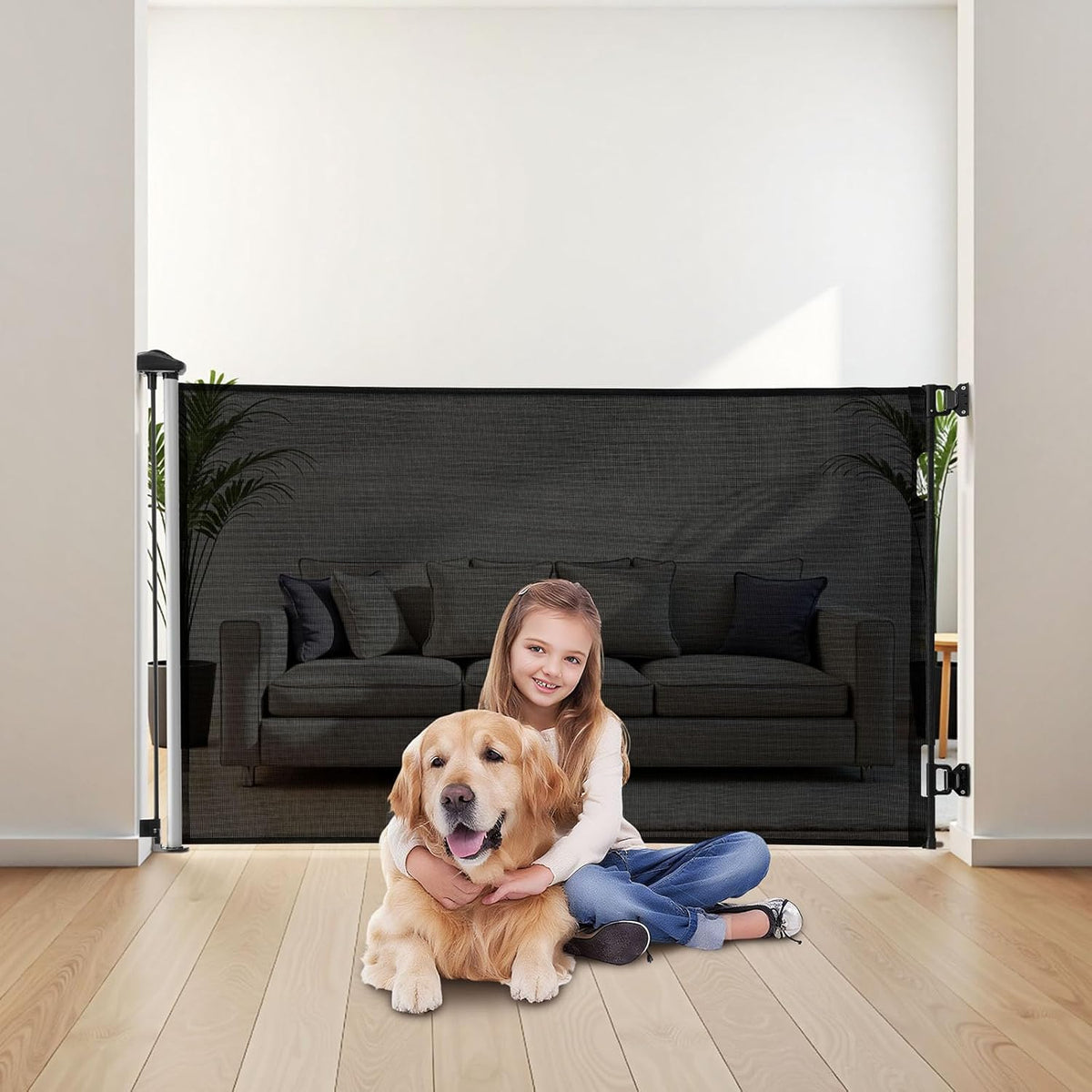New VEVOR Retractable Baby Gate, Extends to 57 inch Wide, 38.5 inch Tall (Black) - Kidsy
