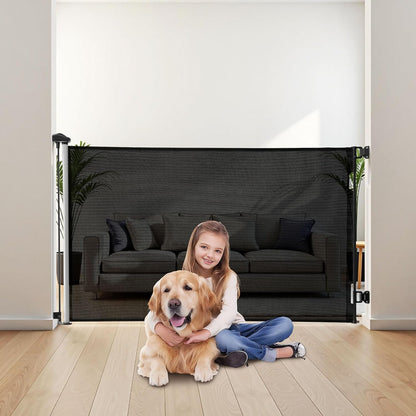 New VEVOR Retractable Baby Gate, Extends to 57 inch Wide, 38.5 inch Tall (Black) - Kidsy