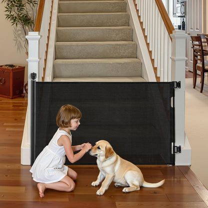 New VEVOR Retractable Baby Gate, Extends to 57 inch Wide, 38.5 inch Tall (Black) - Kidsy