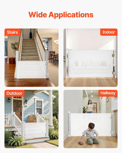 New VEVOR Retractable Baby Gate, Extends to 57 inch Wide, 38.5 inch Tall (White) - Kidsy