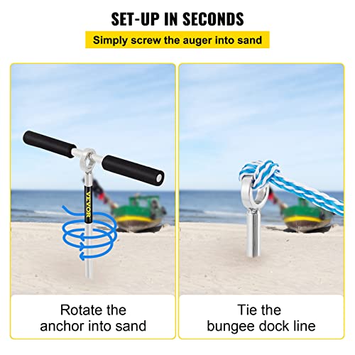 New VEVOR Sand Anchor 18" Length Auger to The Beach and Sandbar/Sand Spike Boat Anchor Pole Galvanized Carbon Steel Slide Anchor Shore Spike, Self - Hammering Beach Spike Anchor - Kidsy