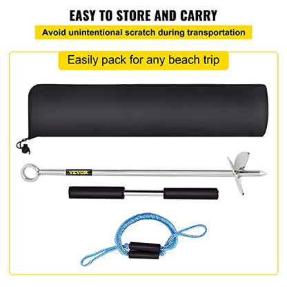 New VEVOR Sand Anchor 18" Length Auger to The Beach and Sandbar/Sand Spike Boat Anchor Pole Galvanized Carbon Steel Slide Anchor Shore Spike, Self - Hammering Beach Spike Anchor - Kidsy