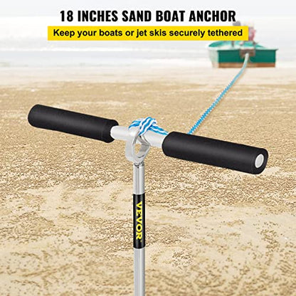 New VEVOR Sand Anchor 18" Length Auger to The Beach and Sandbar/Sand Spike Boat Anchor Pole Galvanized Carbon Steel Slide Anchor Shore Spike, Self - Hammering Beach Spike Anchor - Kidsy