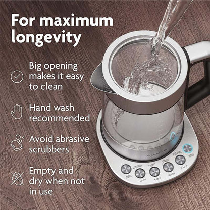 New Vianté Electric Kettle With Tea Infuser For Loose Leaf Tea, 1.5 L, Stainless Steel - Kidsy