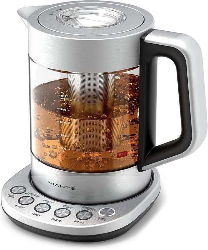 New Vianté Electric Kettle With Tea Infuser For Loose Leaf Tea, 1.5 L, Stainless Steel - Kidsy