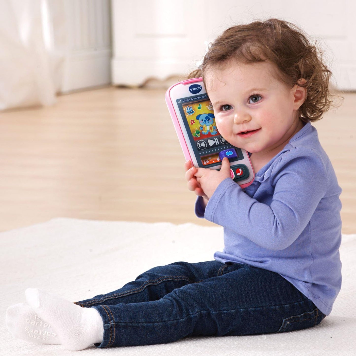 New VTech Touch and Swipe Baby Phone Toy (Pink) - Kidsy