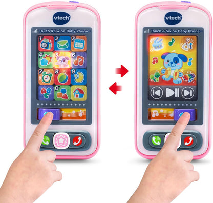 New VTech Touch and Swipe Baby Phone Toy (Pink) - Kidsy