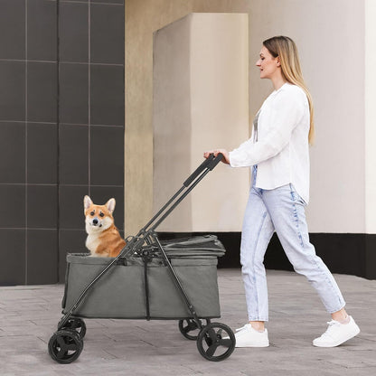 New Wedyvko 20% Larger Capacity Dog Stroller for Medium/Small Pets w/Dog Poop Bags & Dispenser (Grey) - Kidsy