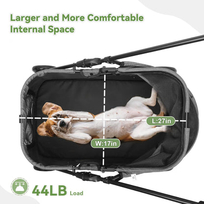 New Wedyvko 20% Larger Capacity Dog Stroller for Medium/Small Pets w/Dog Poop Bags & Dispenser (Grey) - Kidsy