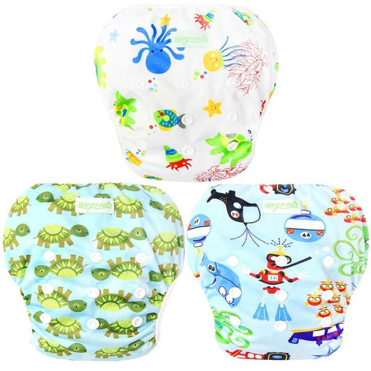 New Wegreeco Reusable Swim Diapers 3 Pack - Small (Diving/Ocean/Turtle) - Kidsy
