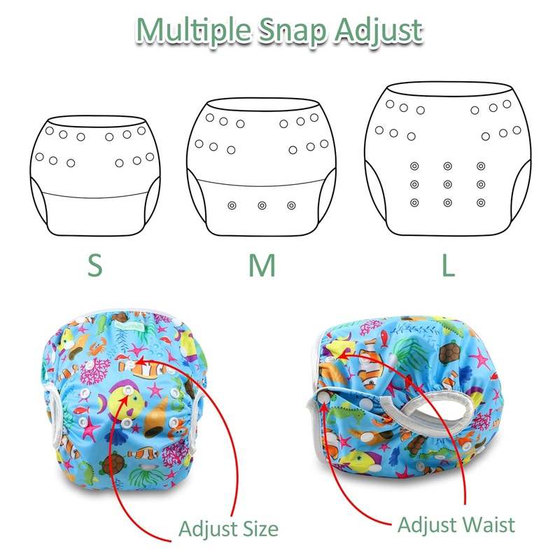 New Wegreeco Reusable Swim Diapers 3 Pack - Small (Diving/Ocean/Turtle) - Kidsy