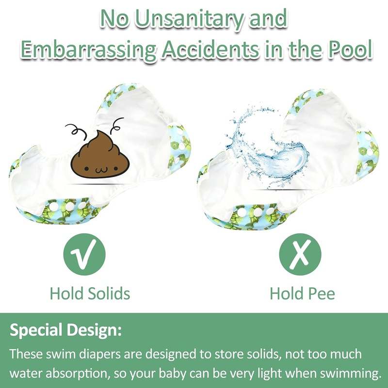 New Wegreeco Reusable Swim Diapers 3 Pack - Small (Diving/Ocean/Turtle) - Kidsy