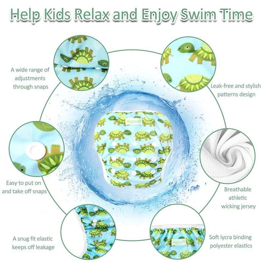 New Wegreeco Reusable Swim Diapers 3 Pack - Small (Diving/Ocean/Turtle) - Kidsy