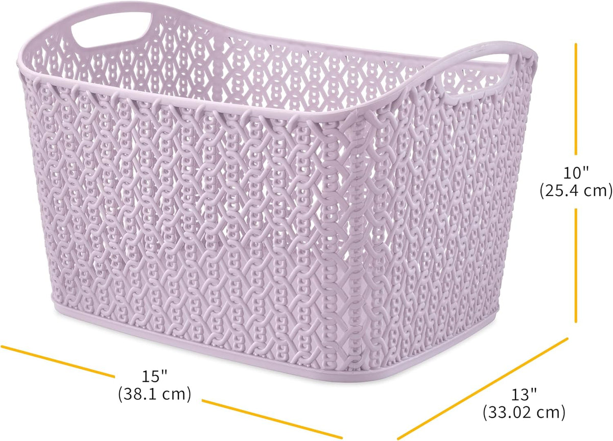 New Whitmor Resin Rectangular Tote Bag with Link Stitch Design, 6-Pack (Lavender) - Kidsy