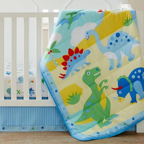 New Wildkin 3 - Piece Microfiber Crib Bedding Set (Dinosaur Land, Crib Size) - Kidsy