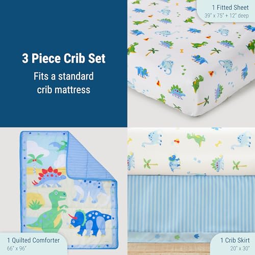 New Wildkin 3 - Piece Microfiber Crib Bedding Set (Dinosaur Land, Crib Size) - Kidsy