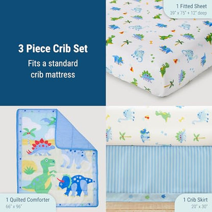 New Wildkin 3 - Piece Microfiber Crib Bedding Set (Dinosaur Land, Crib Size) - Kidsy