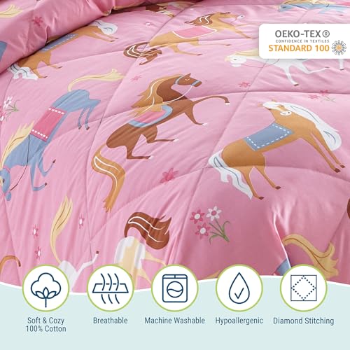 New Wildkin Kids Cotton Toddler Comforter - Fits Standard Crib Mattress (Horses, Crib Size) - Kidsy