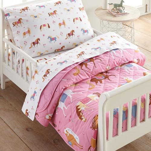 New Wildkin Kids Cotton Toddler Comforter - Fits Standard Crib Mattress (Horses, Crib Size) - Kidsy