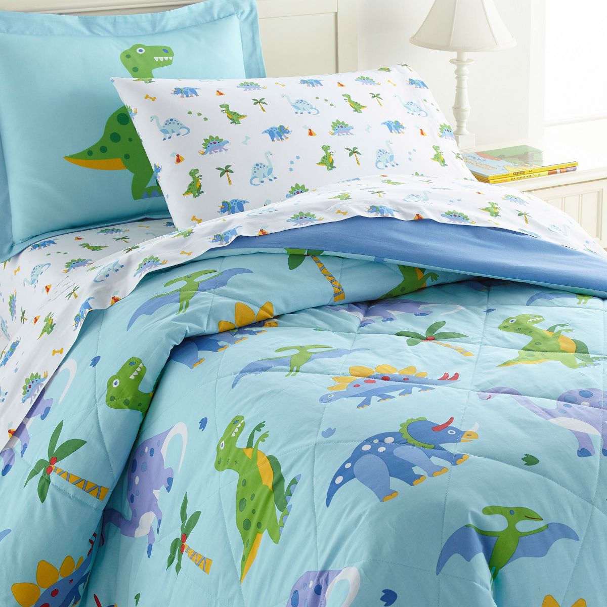 New Wildkin Kids Dinosaur Land 5 pc Cotton Bed in a Bag (Twin) - Kidsy