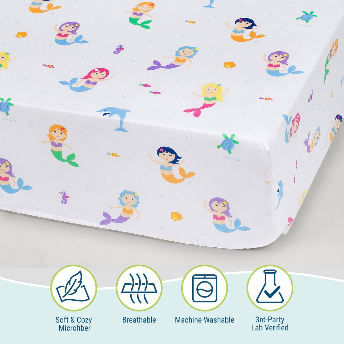 New Wildkin Olive Kids Toddler Sheet Set (Mermaids, Crib Size) - Kidsy