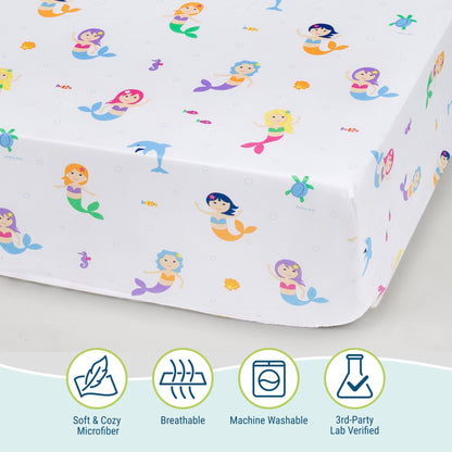 New Wildkin Olive Kids Toddler Sheet Set (Mermaids, Crib Size) - Kidsy