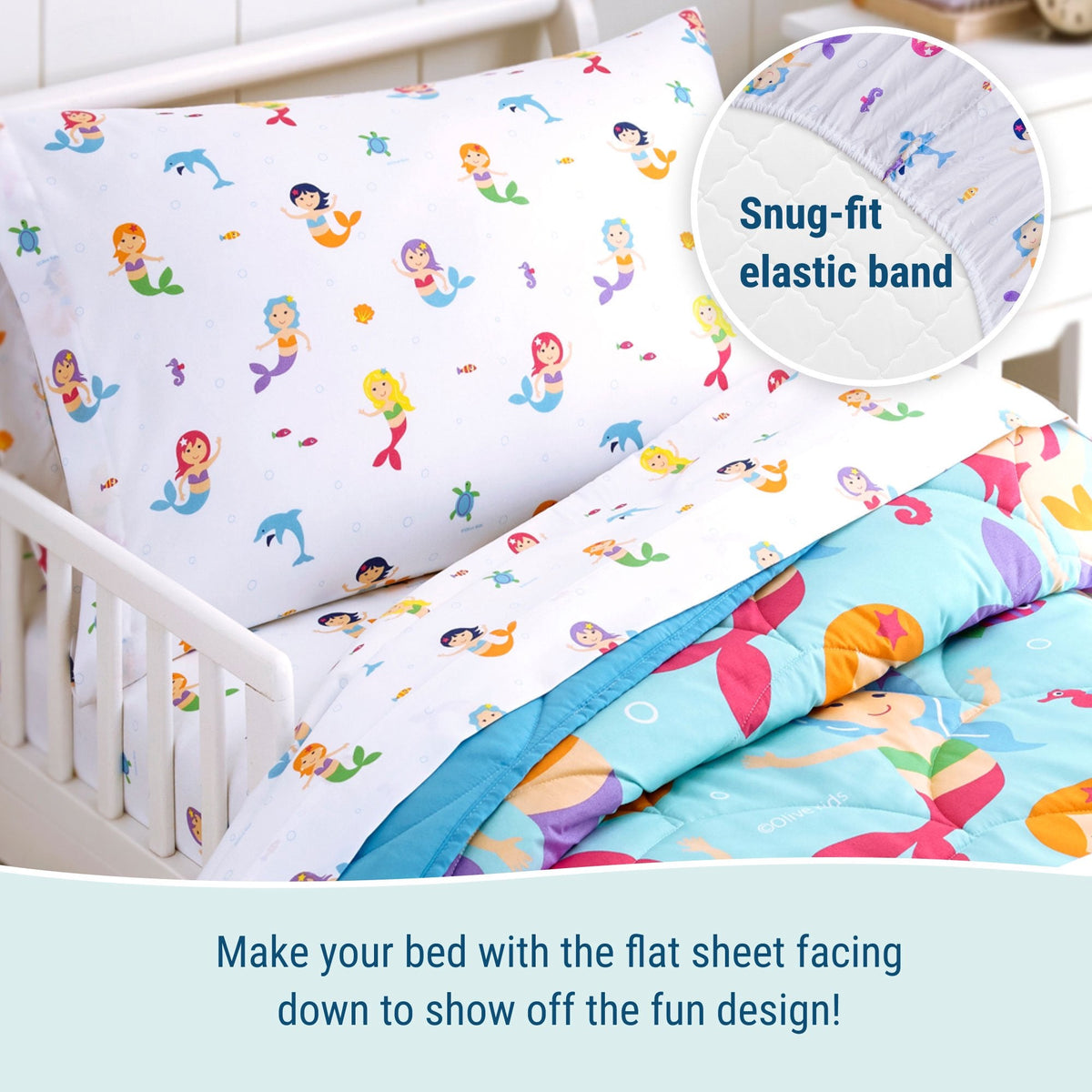 New Wildkin Olive Kids Toddler Sheet Set (Mermaids, Crib Size) - Kidsy