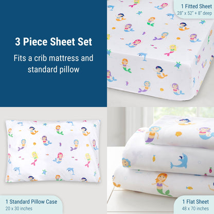 New Wildkin Olive Kids Toddler Sheet Set (Mermaids, Crib Size) - Kidsy