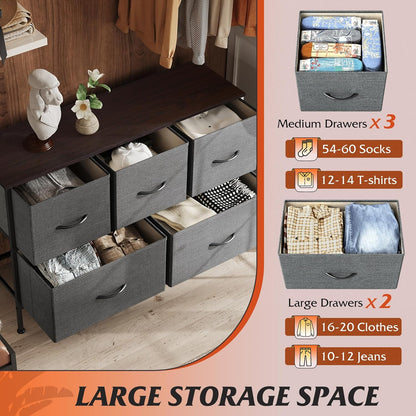 New WLIVE Dresser for Bedroom with 5 Drawers (Dark Gray) - Kidsy