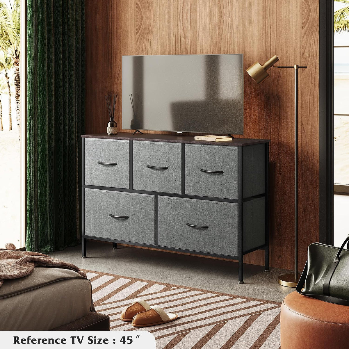 New WLIVE Dresser for Bedroom with 5 Drawers (Dark Gray) - Kidsy