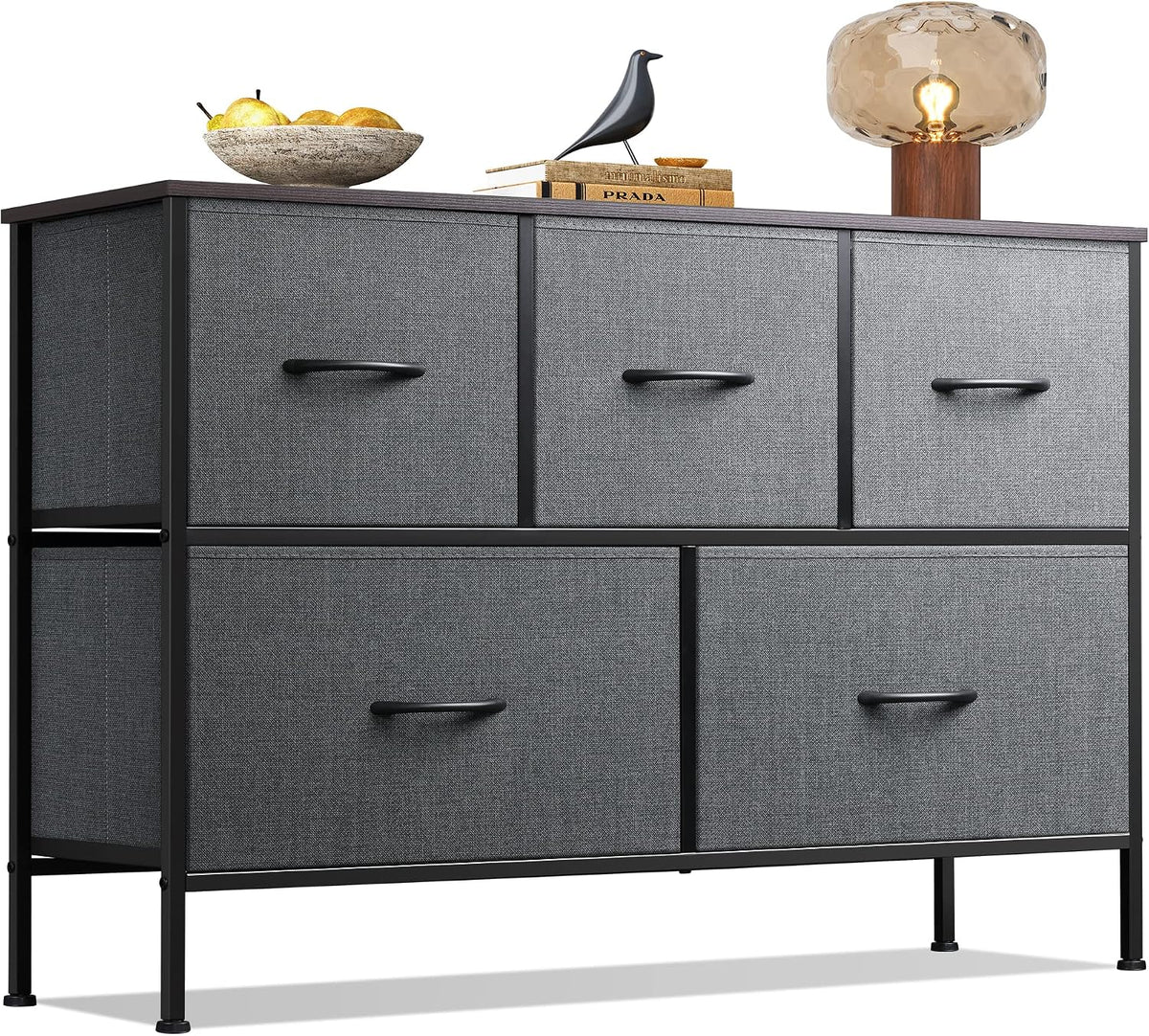 New WLIVE Dresser for Bedroom with 5 Drawers (Dark Gray) - Kidsy