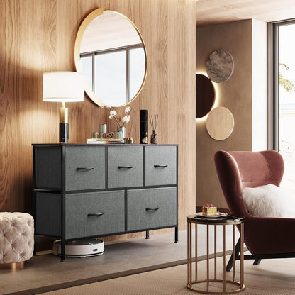 New WLIVE Dresser for Bedroom with 5 Drawers (Dark Gray) - Kidsy