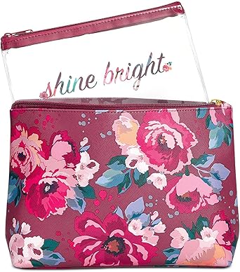 New Women's Floral Zip Pouch Cosmetic Make - Up Bag 2 Pc Set - Kidsy