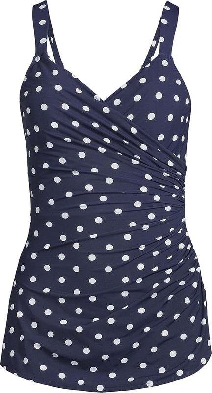 New Women's Lands' End SlenderSuit Skirted One - Piece Swimsuit (Size: 14D, Dark Blue) - Kidsy