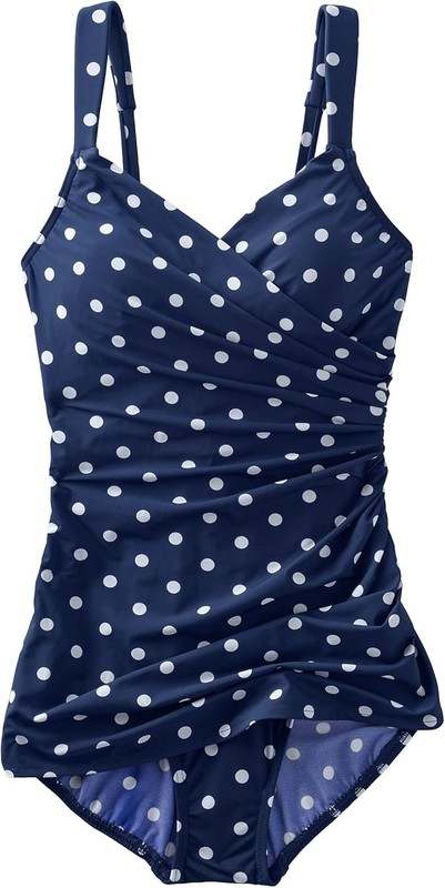 New Women's Lands' End SlenderSuit Skirted One - Piece Swimsuit (Size: 14D, Dark Blue) - Kidsy