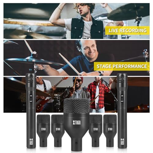 New XTUGA DI7 Wireless 7 - Piece Drum Mic Kit (Black) - Kidsy