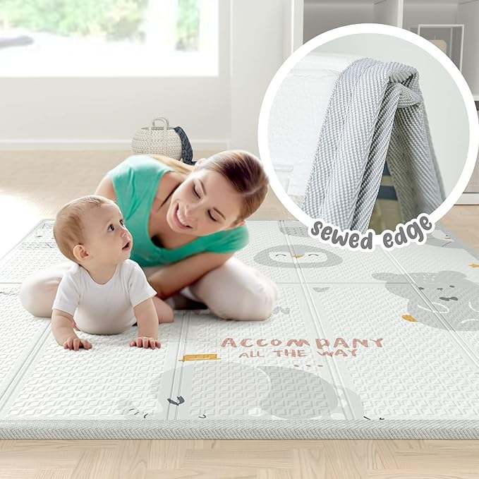 New ZEEBABA Baby Playpen with Mat 47"x47" (Grey) - Kidsy