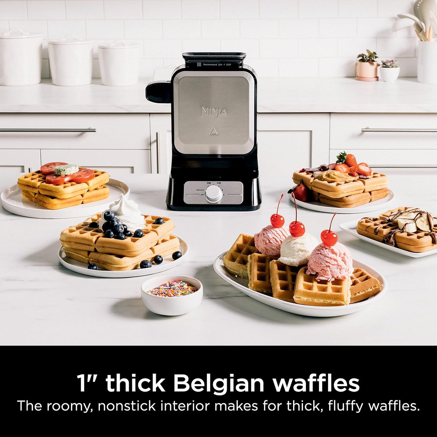 Ninja BW1001 NeverStick PRO Belgian Waffle Maker (Black & Silver) - Kidsy