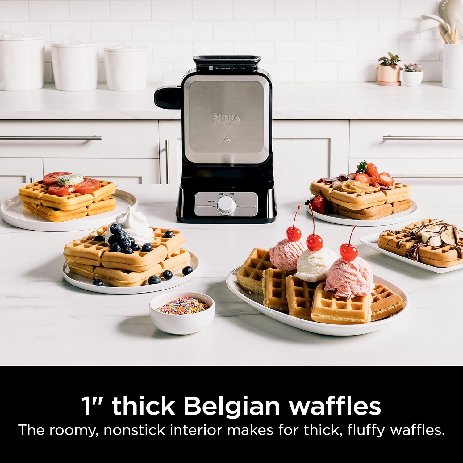 Ninja BW1001 NeverStick PRO Belgian Waffle Maker (Black & Silver) - Kidsy