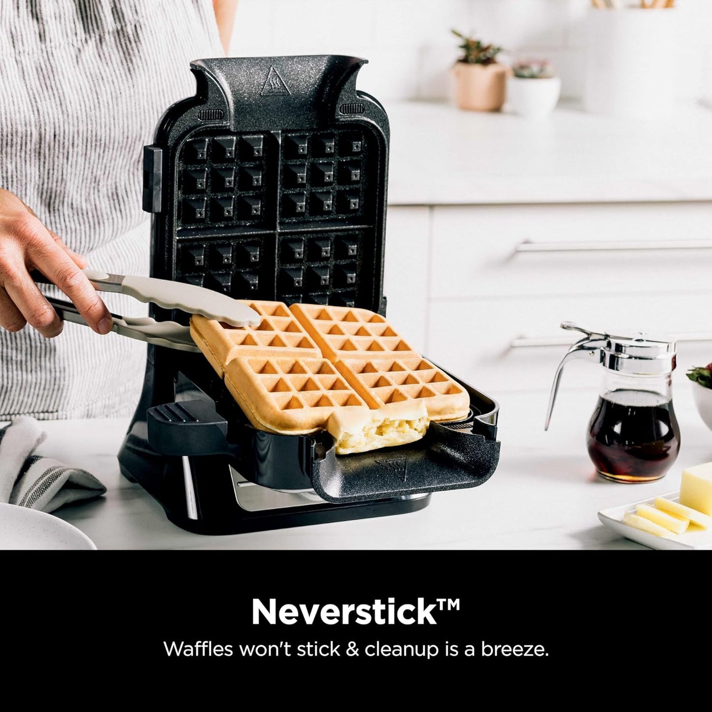 Ninja BW1001 NeverStick PRO Belgian Waffle Maker (Black & Silver) - Kidsy