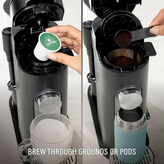 Ninja Coffee Maker Single Serve Brew with Coffee Pods & Grounds (Standard Black) - Kidsy