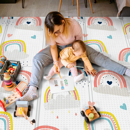 Noonkty Foldable Foam Play Mat, 71 x 59 Inches (Rainbow) - Kidsy