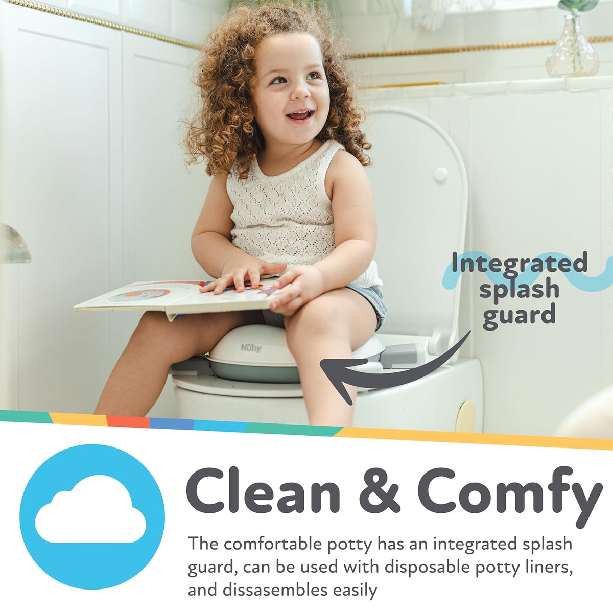 Nuby Portable Potty and Toilet Training Seat with Disposable Bags and Travel Bag (Gray/White) - Kidsy