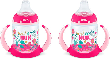 NUK Learner Cup, 5oz, 2 - Pack Sippy Cup (Pink FLowers) - Kidsy
