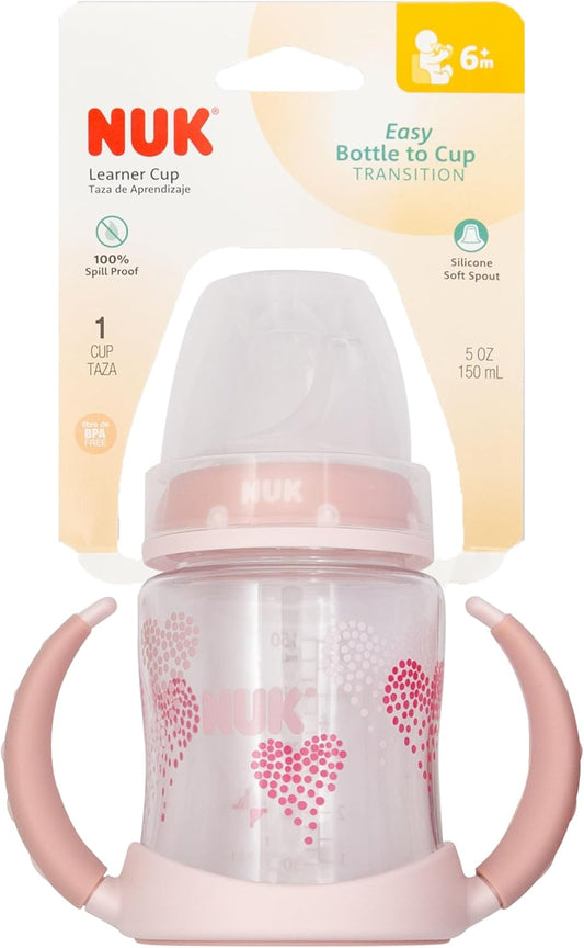 NUK Small Learner Tritan Sippy Cup 5 oz 6+ Months (Pink Hearts) - Kidsy