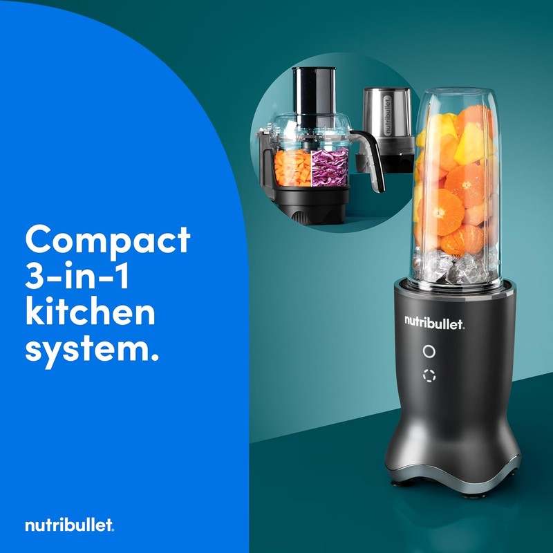 Nutribullet Ultra Plus+ 3 - 1 Compact Kitchen System, 1200W Kitchen System (Gunmetal Gray) - Kidsy
