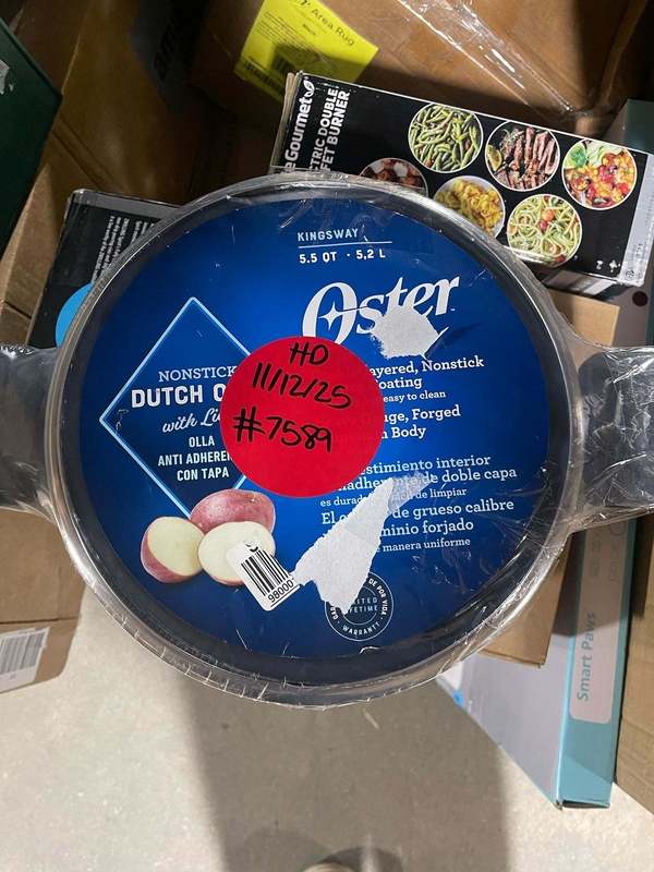 Oster 5.5 Quart Aluminum Nonstick Dutch Oven in Black With Lid - Kidsy