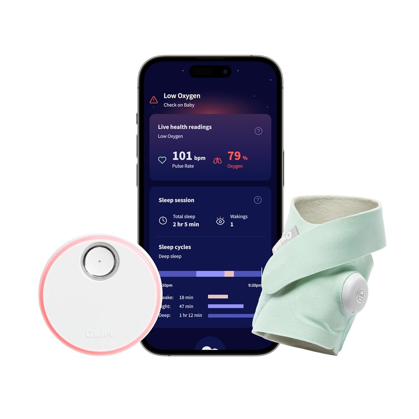 Owlet Dream Sock Smart Wearable Baby Monitor (Mint) - Kidsy