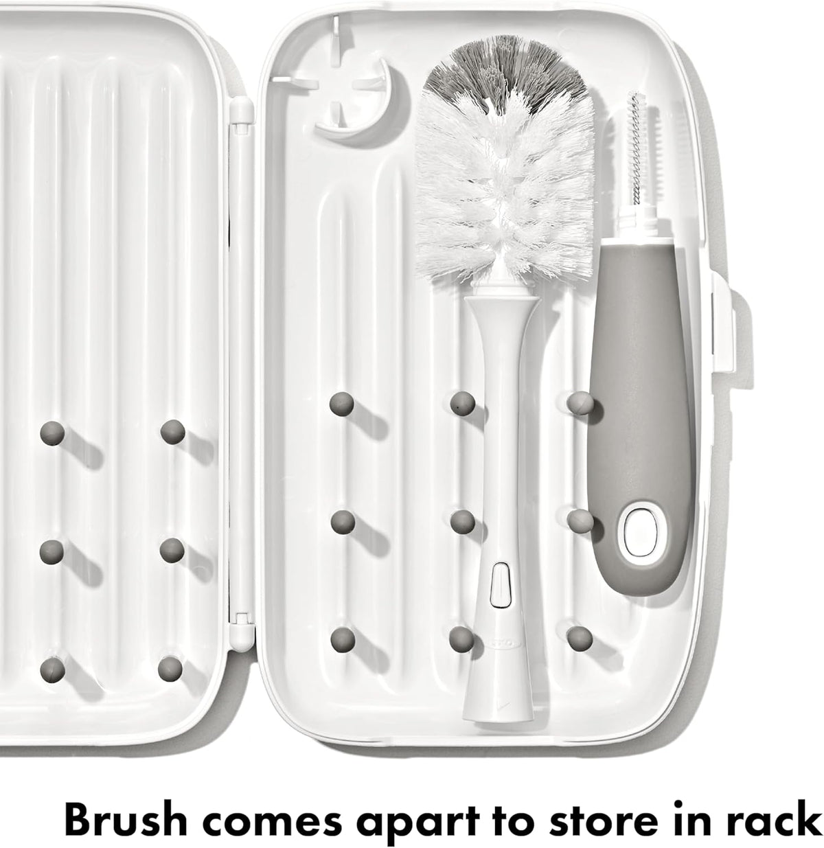 OXO Tot on - the - Go Drying Rack & Bottle Brush (Gray) - Kidsy